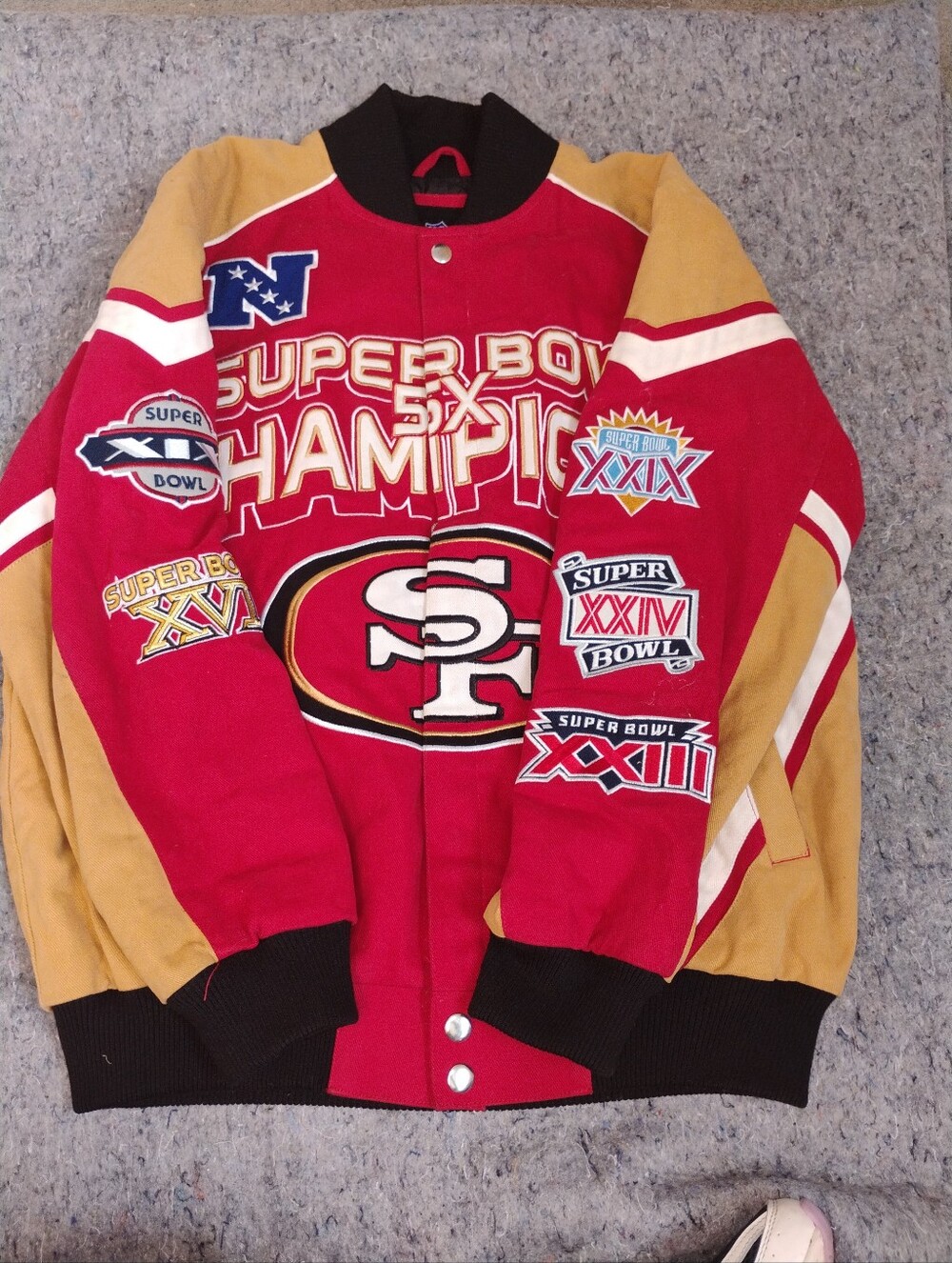 San Francisco 49ers Red & Gold Super Bowl Champions Varsity Jacket